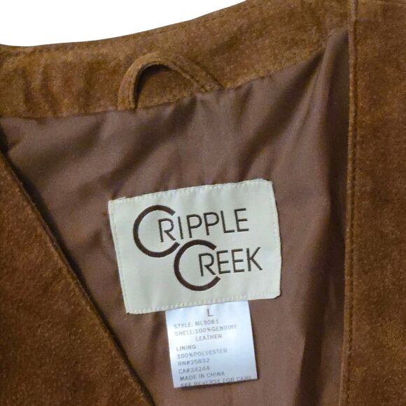 NWT Cripple Creek Leather Vest Mens L Brown Western Cowboy Suede Snap Buttons - Picture 3 of 9